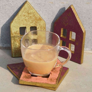 QUIRKY HANDCRAFTED HUT COASTERS  SET OF FOUR COASTERS