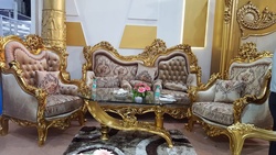 Luxury handcrafted gold leaf sofa 