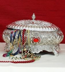 Jewelry Box Red-Stones Oval
