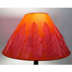 HANDCRAFTED RED FEATHER CONICAL LAMPSHADE BY CAFFE ARCH DESIGN STUDIO