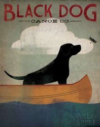 Black Dog Canoe Poster