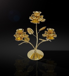Buy Gold Plated Candle Stand 3-Roses