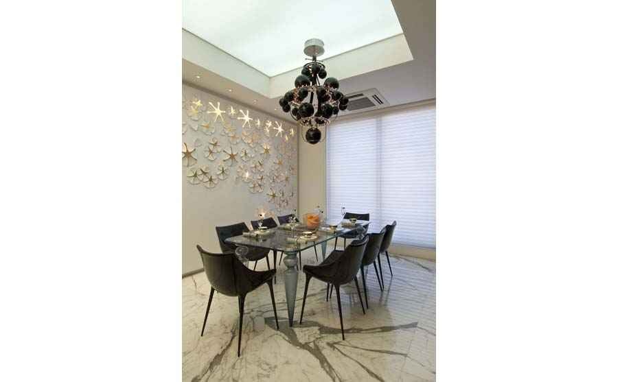 Dining Room with Swanky Chandelier 