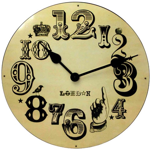 Kairos Cream London Vintage Number Wall Clock