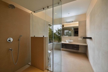 modern bathroom with glass wall