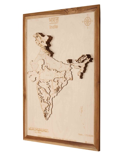 India 3D Wooden Map