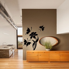 Butterflies and Lily Wall Decal ( KC298 )