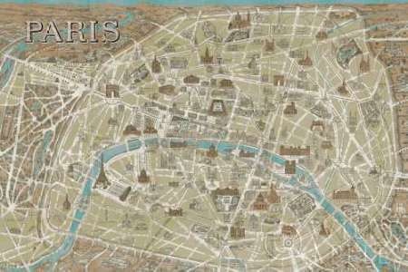 Monuments of Paris Map Blue Poster