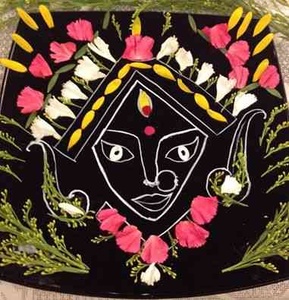 Jai Jyotirmai MA created by flower petals and leaves.