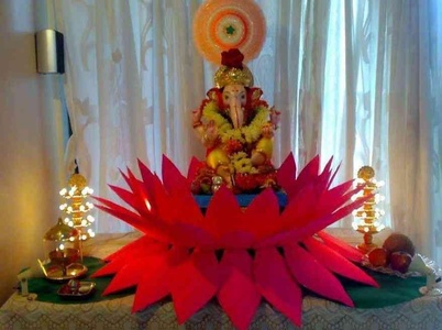 Lotus Theme Decor for Ganpati Festival Ganpati Decoration.