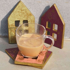 QUIRKY HANDCRAFTED HUT COASTERS – SET OF FOUR COASTERS