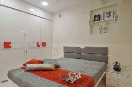 White Gray Orange Modern Bedroom 
